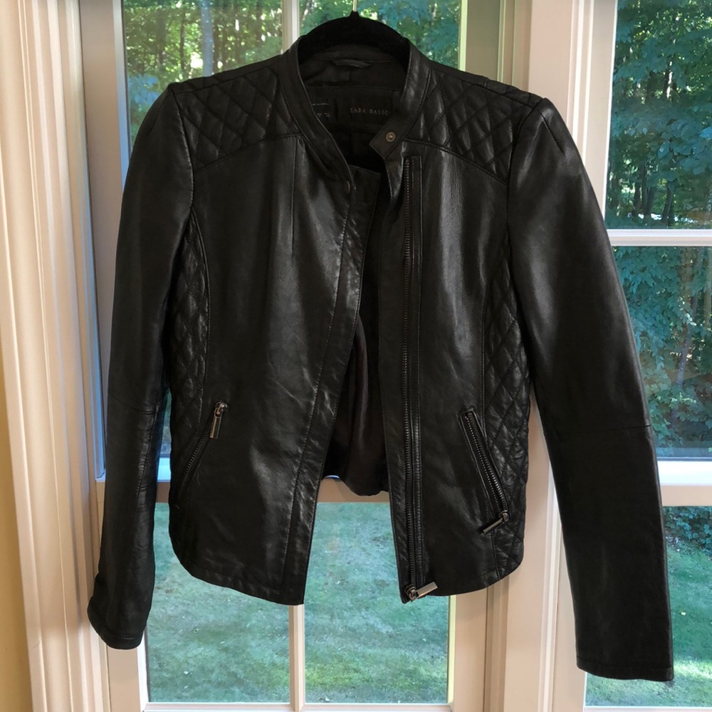 Zara quilted leather jacket